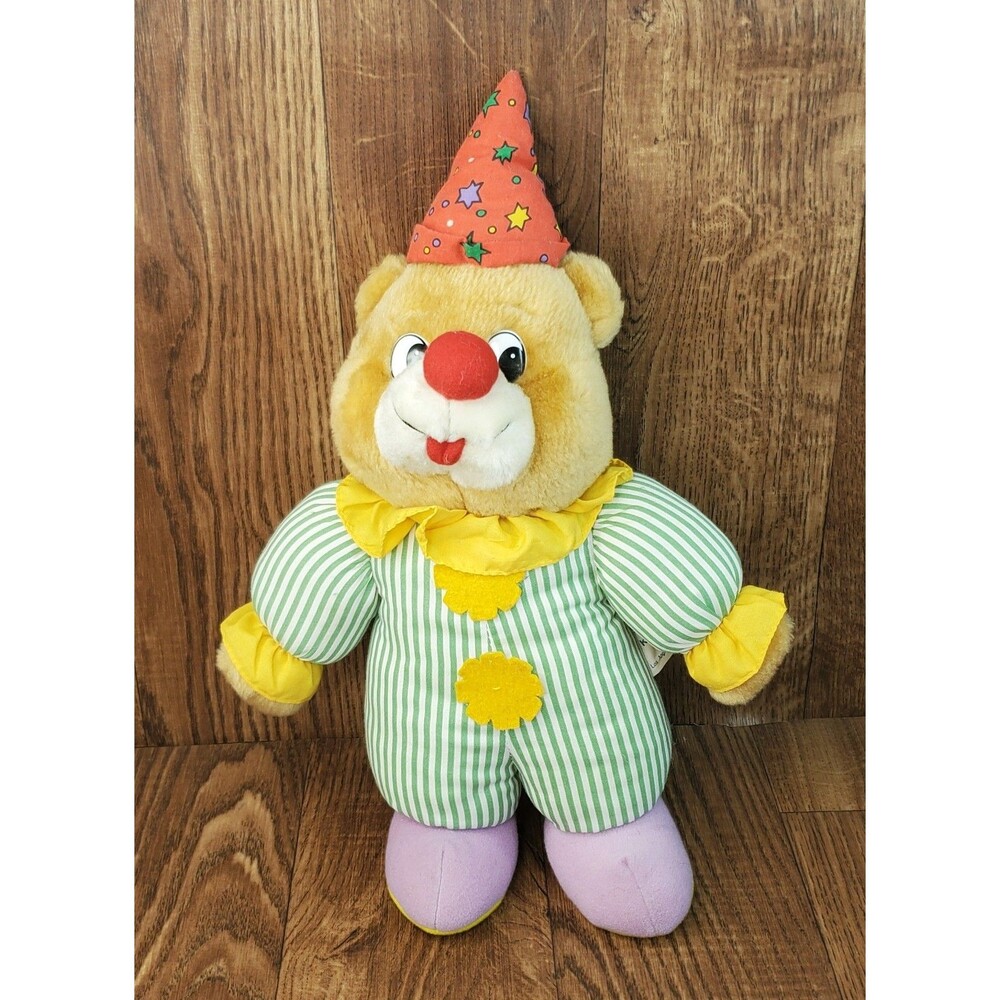 Kuddle Me Toys Clown Bear 14" Plush Party Hat Green Stripe Stuffed Animal